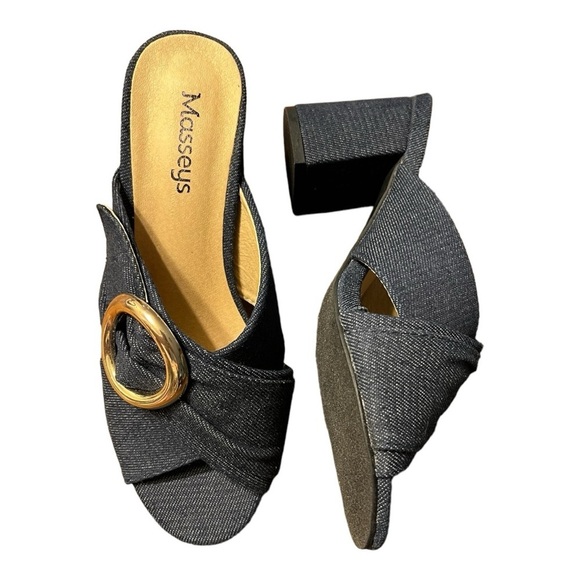 Masseys Denim Block Heeled Slings Size 6M - Picture 1 of 9